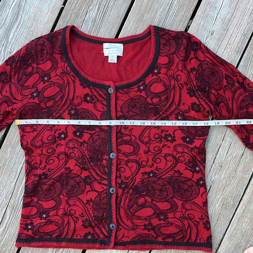 Christopher & Banks embroidered & sequin sweater S-M - Picture 7 of 8